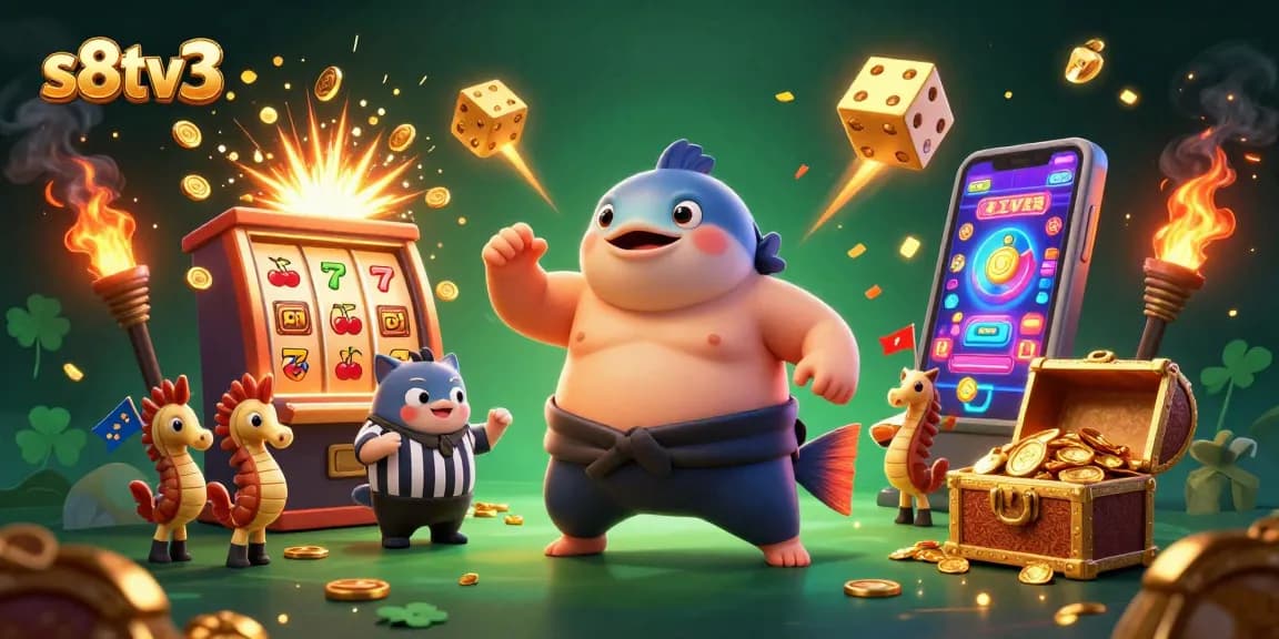 Join the excitement with s8tv3 as a colorful fugu character introduces a thrilling underwater casino scene.
