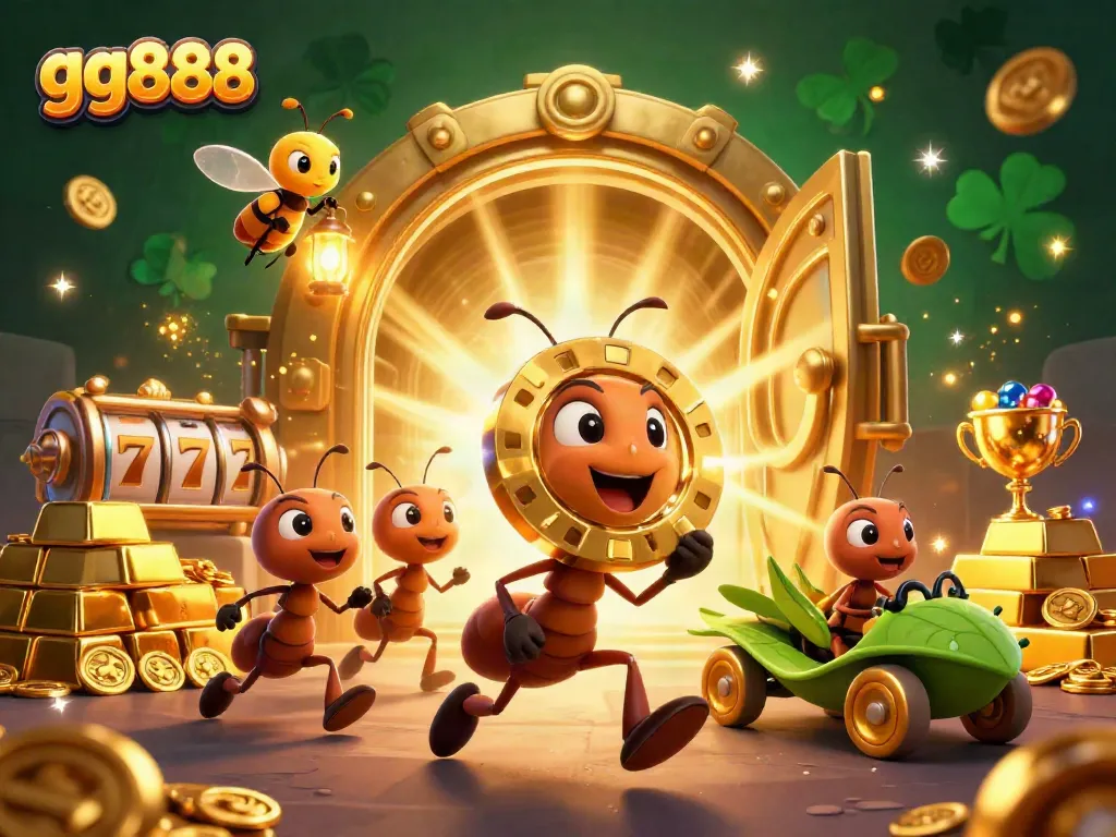 Experience thrilling gameplay with gg888 and an exciting casino heist scene filled with treasures.