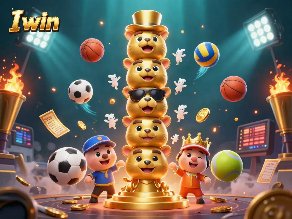 Join the winning scene with I win at the casino featuring dynamic sports elements and a totem pole!