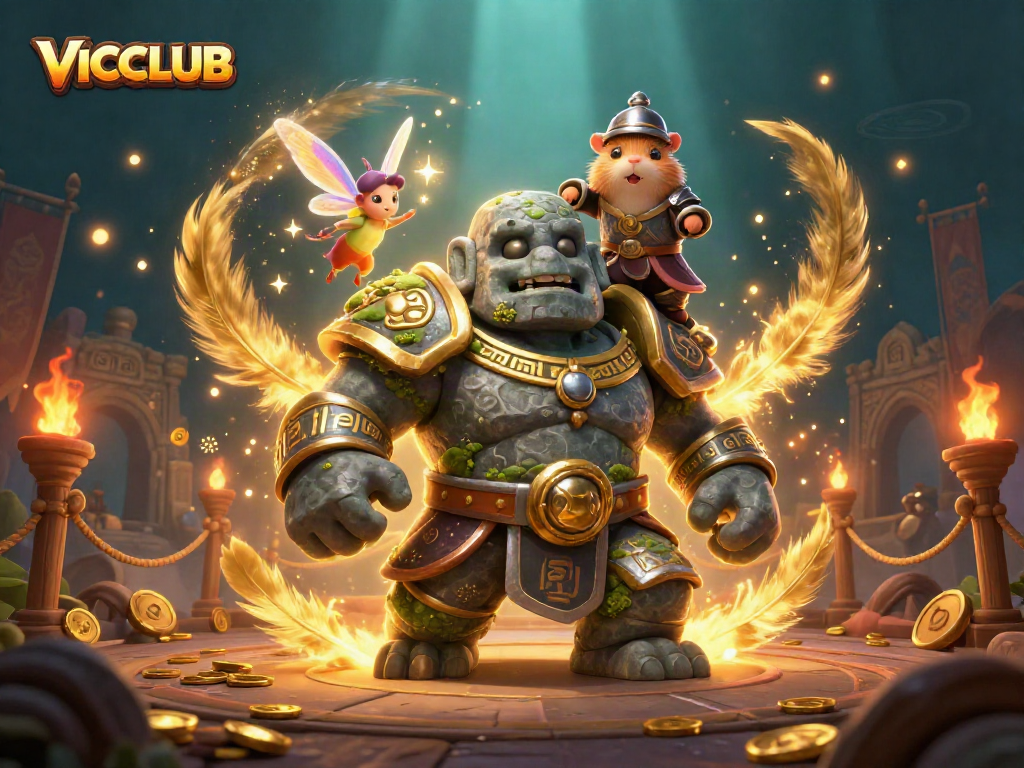 Experience thrilling gaming action at VICCLUB with vibrant characters and dynamic casino elements