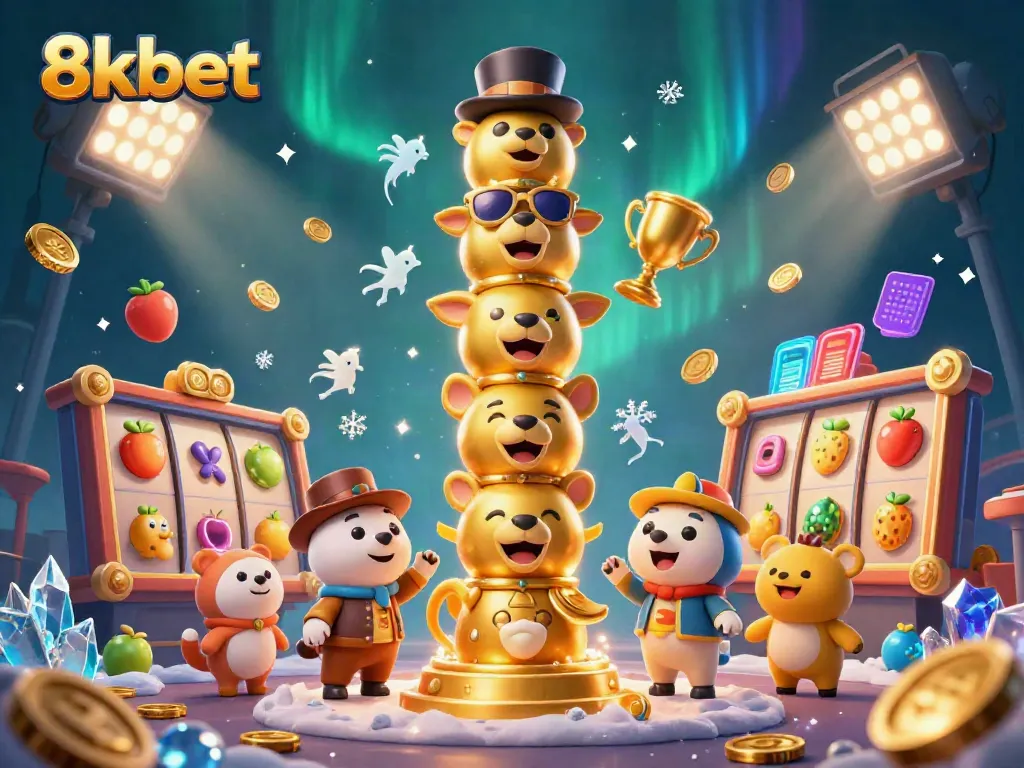 Engage in thrilling gaming with 8kbet, featuring vibrant casino action surrounded by winning symbols.