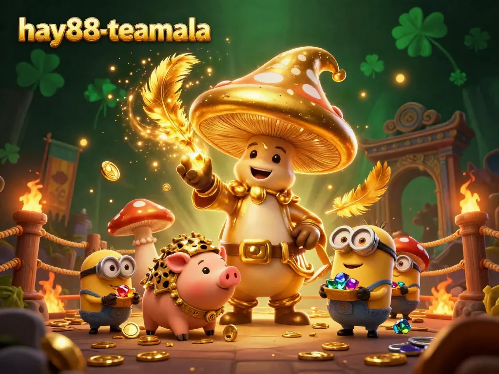 Engage with thrilling gaming at hay88-teamala amidst gold coins and vibrant characters.