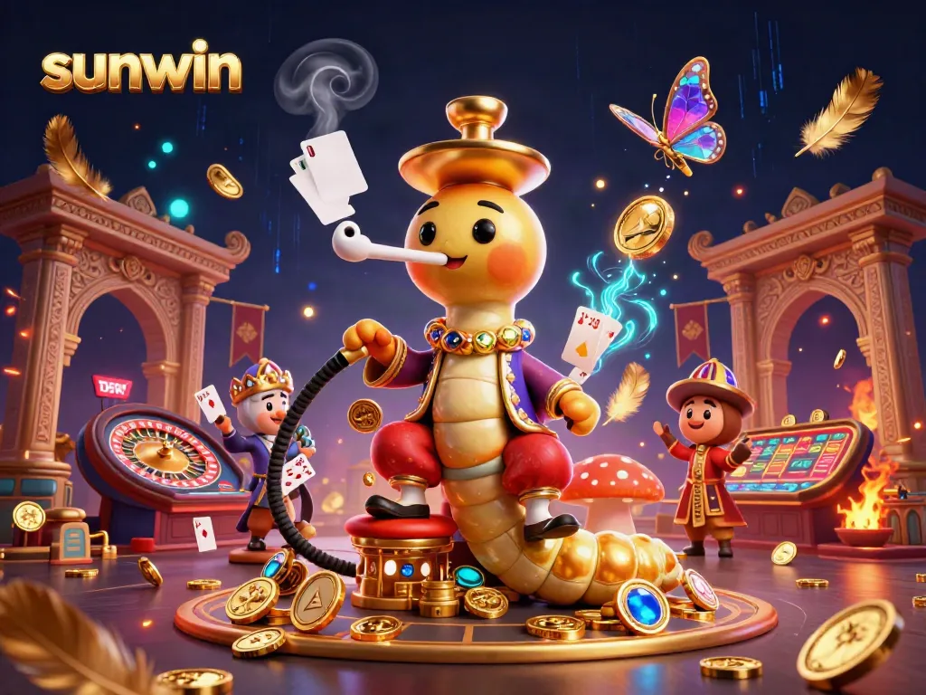 Experience sunwin's vibrant live casino atmosphere through an intricate 3D illustration.