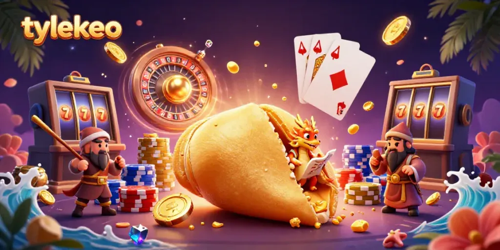 Experience gaming excitement with tylekeo's vibrant casino-themed illustration, featuring a wise dragon and golden treasures.