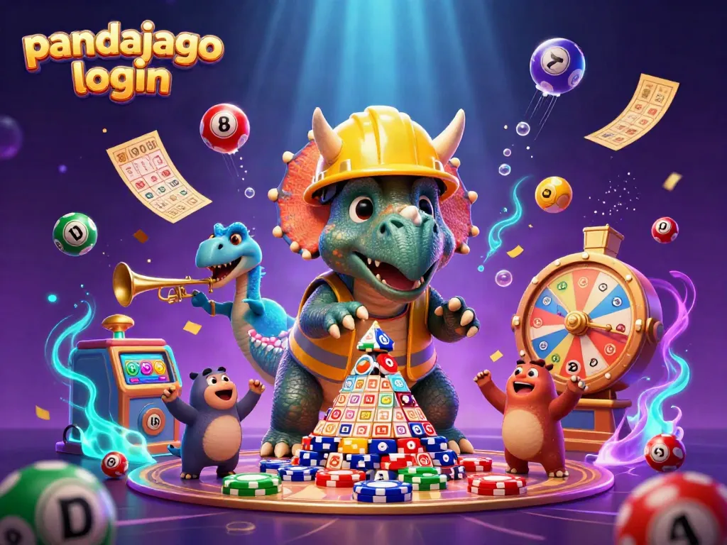Permainan slot online dengan pandajago login yang penuh warna dan dekorasi slot.