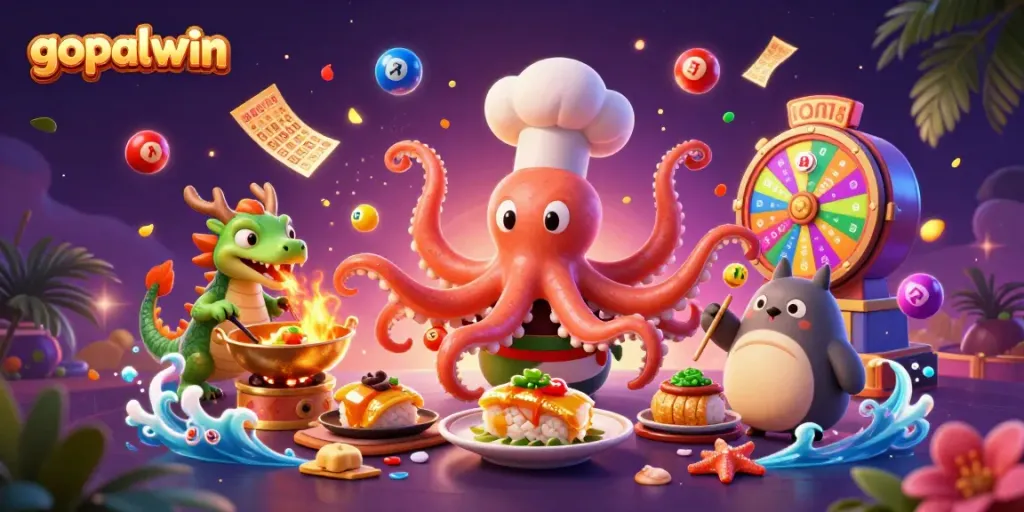 Experience the excitement of gopalwin with vibrant lottery elements and dynamic game characters.