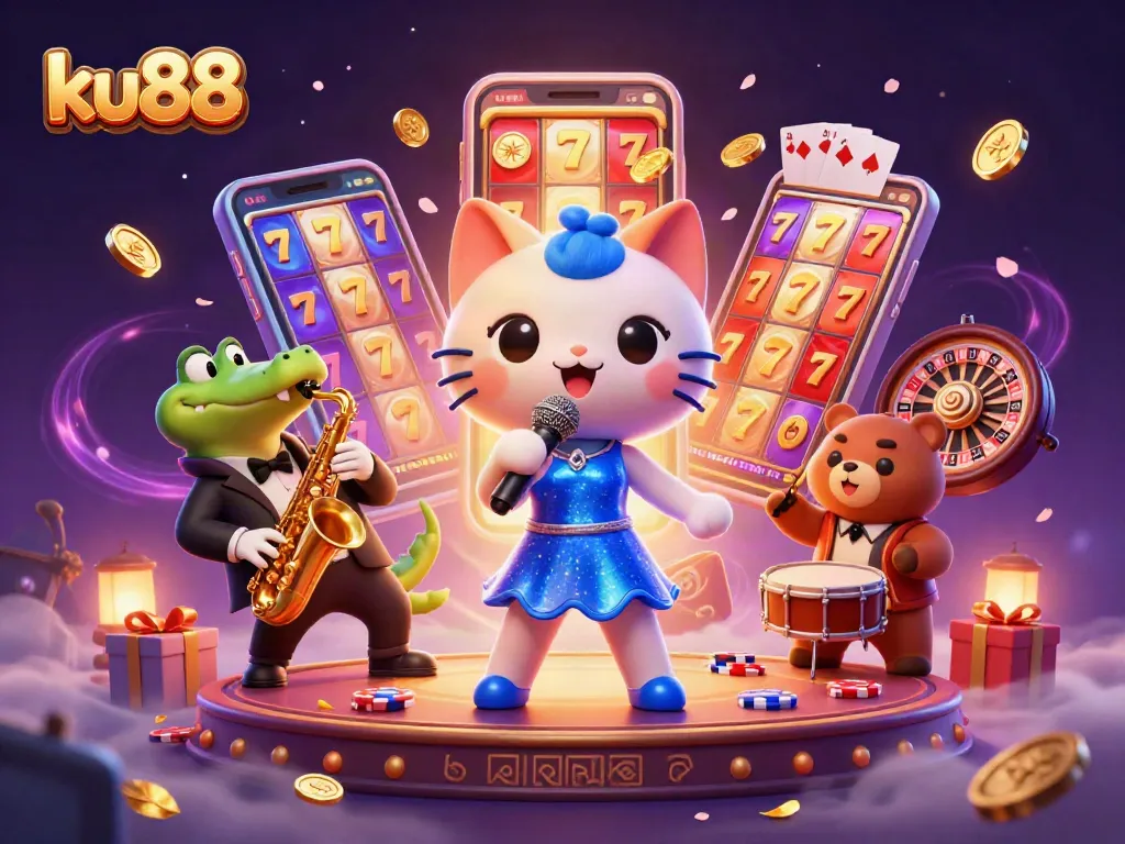 ku88 showcases an engaging casino scene with lively characters and colorful gaming elements.