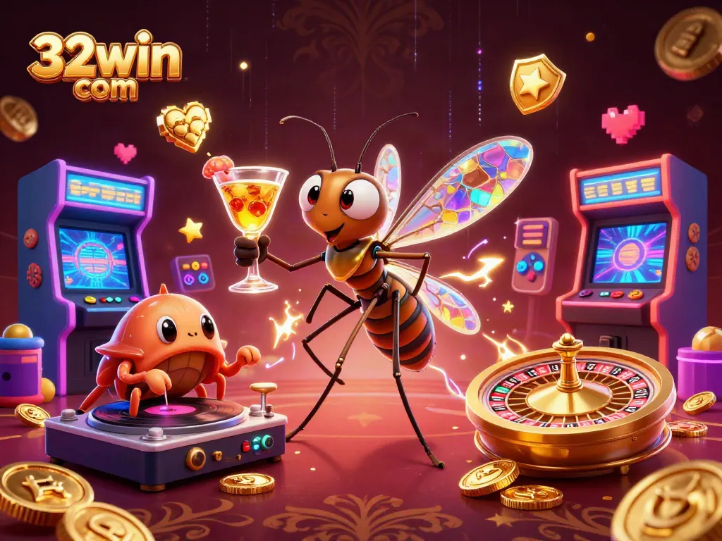 Engage with thrilling games at 32win com, where a lively casino atmosphere meets fun cartoon characters.