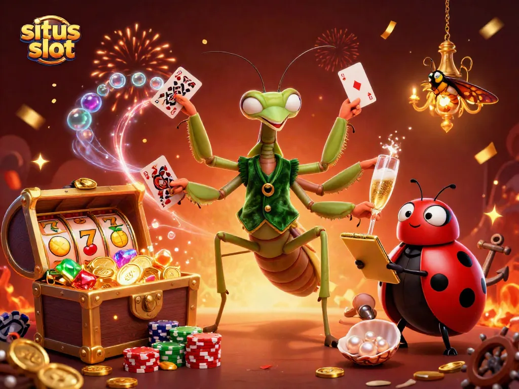 Experience joyous gaming action on situs slot with vibrant characters and dynamic slot elements.