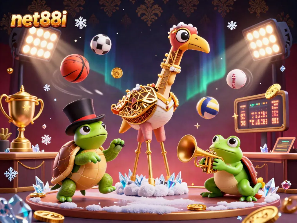 Experience action-packed gaming at net88i with a lively casino scene featuring colorful characters and dynamic betting elements.