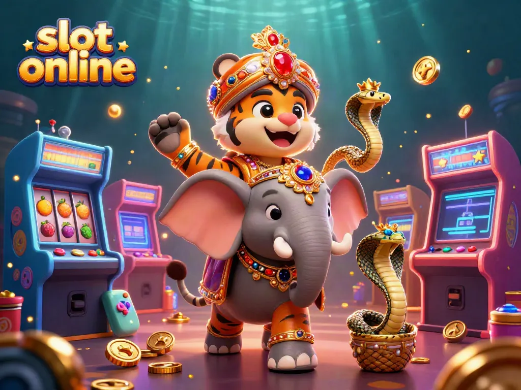 Spin amazing slot online reels in enchanting 3D casino world with a maharaja and elephant.
