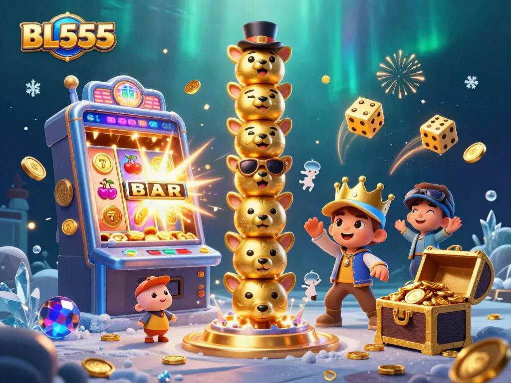 Experience thrilling wins at BL555 with vibrant 3D casino illustrations showcasing immersive gaming.