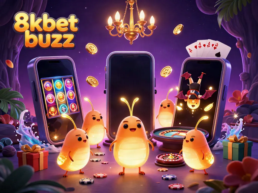 Join the fun at 8kbet buzz with vibrant casino games illuminated by glowworms.