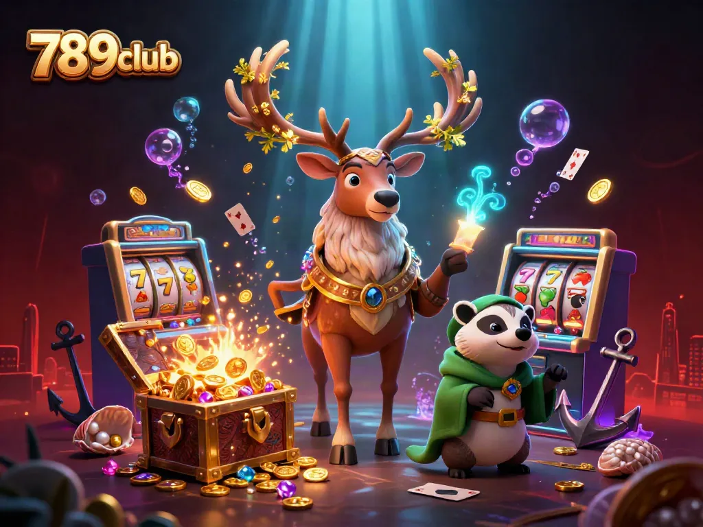 Experience thrilling gameplay and vibrant visuals at 789club with this dynamic 3D casino illustration.