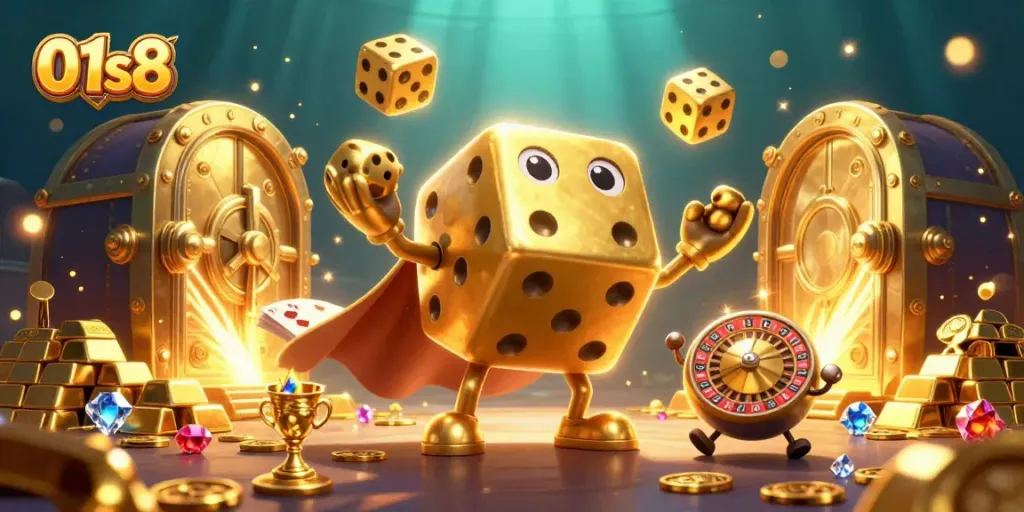 Engaging scene featuring 01s8 characters in an extravagant casino setting, illustrating dynamic gambling action.
