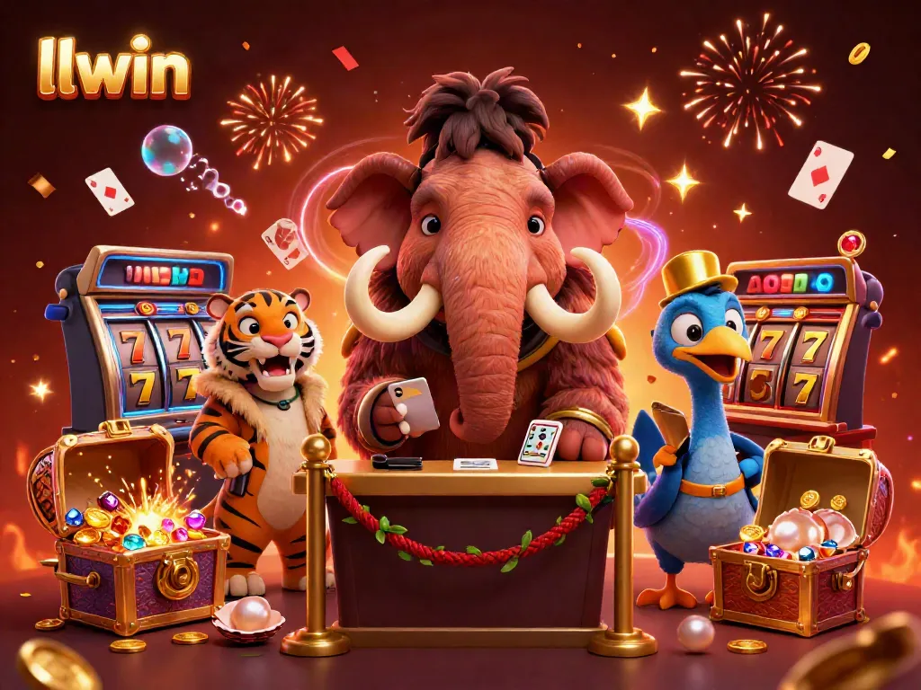 Guests enjoying gaming excitement at llwin casino with vibrant characters and dynamic elements