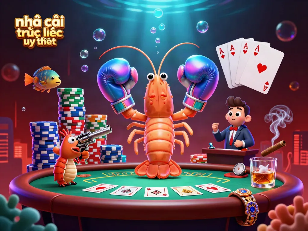 Engage with the vibrant action of nhà cái trực tuyến uy tín in a dynamic casino scene featuring colorful poker elements.