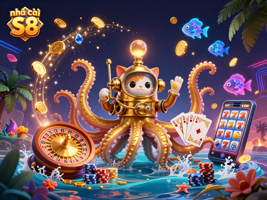 Spin and win at nhà cái S8 with vibrant casino elements and dynamic characters!