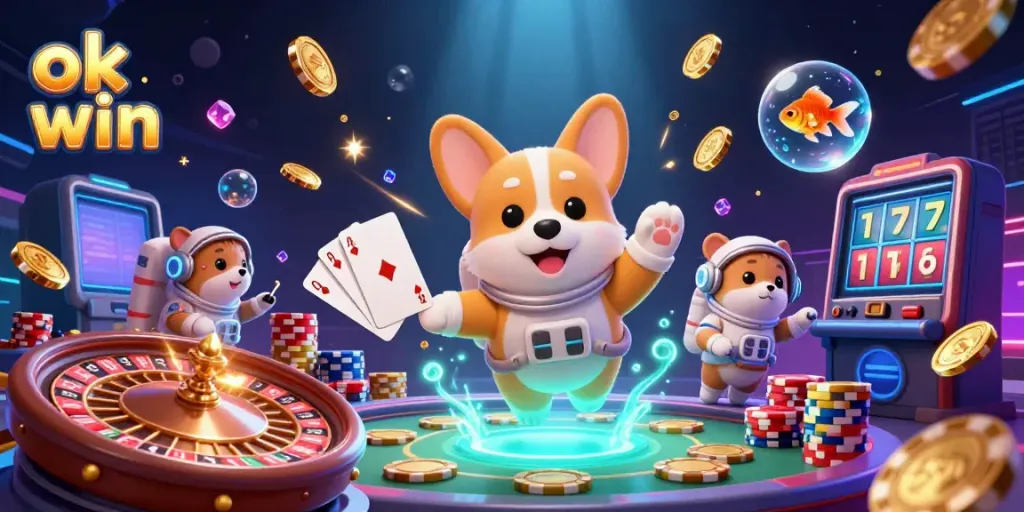 Win big at ok win in a vibrant cosmic casino with unique 3D characters and immersive elements.