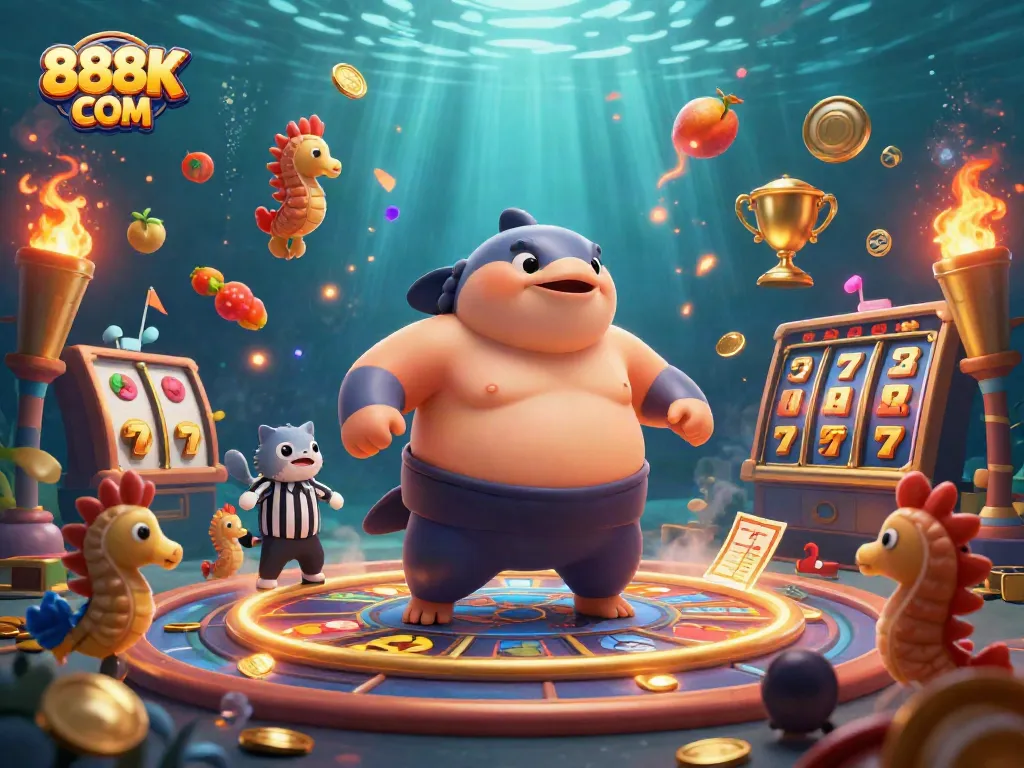 Experience thrills at 888K COM with lively slots featuring a blowfish and a catfish referee.