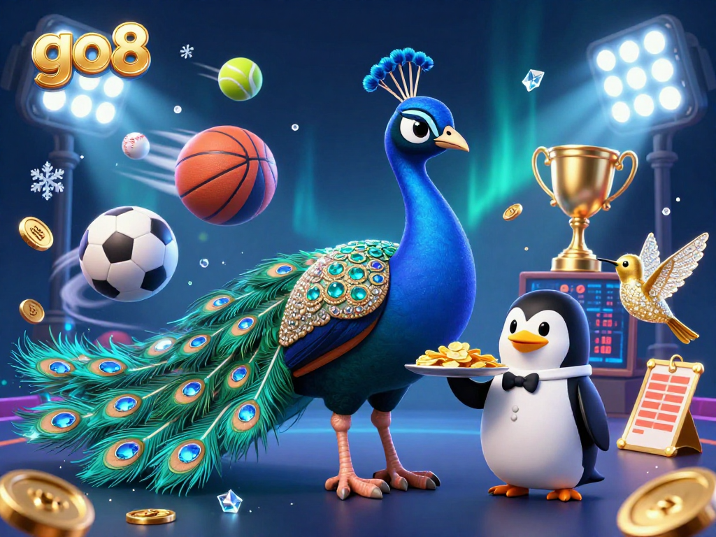 Experience the vibrant thrill of betting with go8 in this ultra-detailed 3D casino illustration featuring dynamic sports elements and characters.