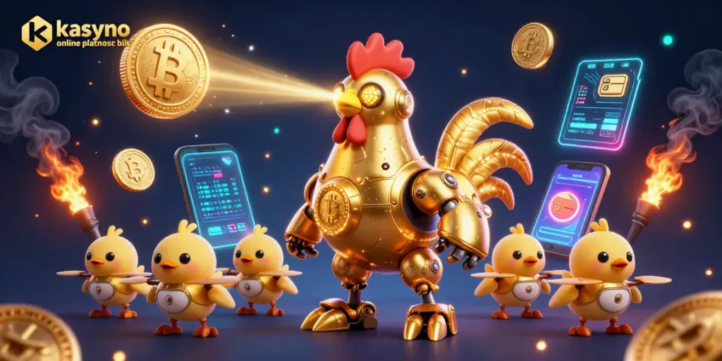 Engage with kasyno online platnosc blik through a vibrant, dynamic 3D casino illustration showcasing crypto elements.
