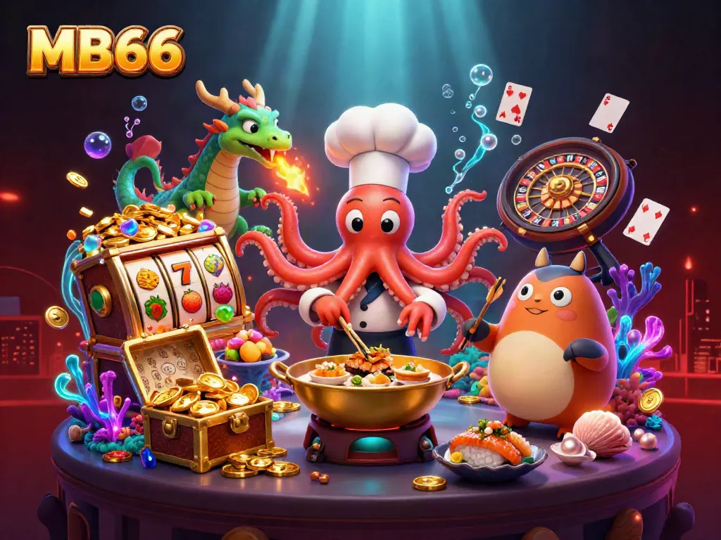 Engage with MB66's vibrant casino scene featuring dynamic characters and exciting bonus elements.