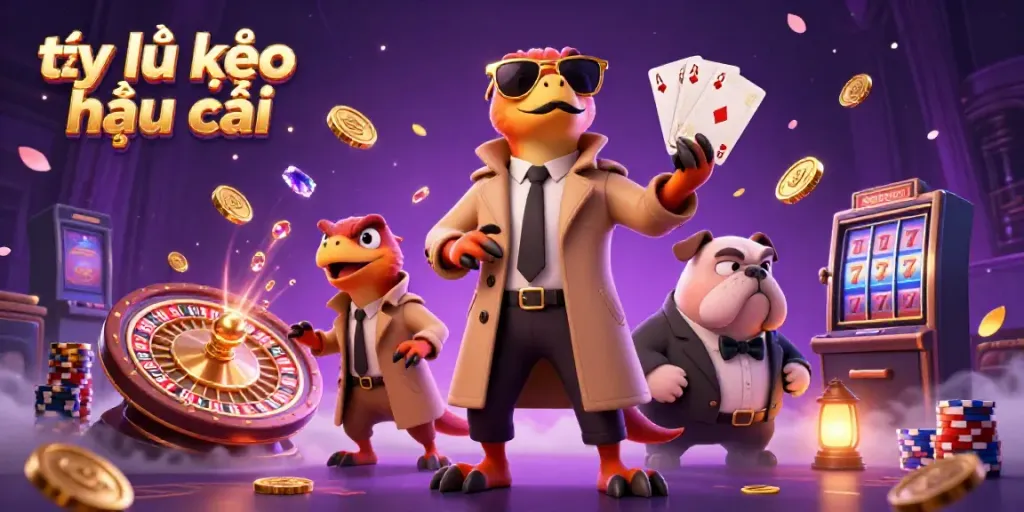 Place wagers while analyzing tỷ lệ kèo nhà cái through vibrant casino characters and elements capturing betting excitement.