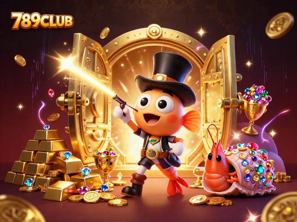 Play exciting casino games with 789CLUB's vibrant 3D scene featuring anglerfish, shrimp, and gems.
