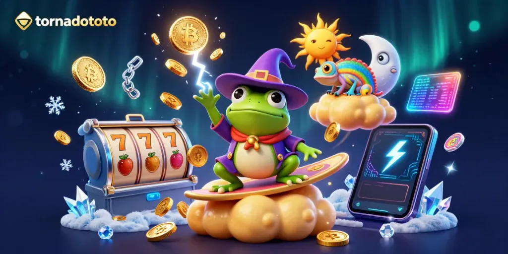 Experience the excitement of tornadototo with a storm of coins and vibrant characters in a magical casino scene.