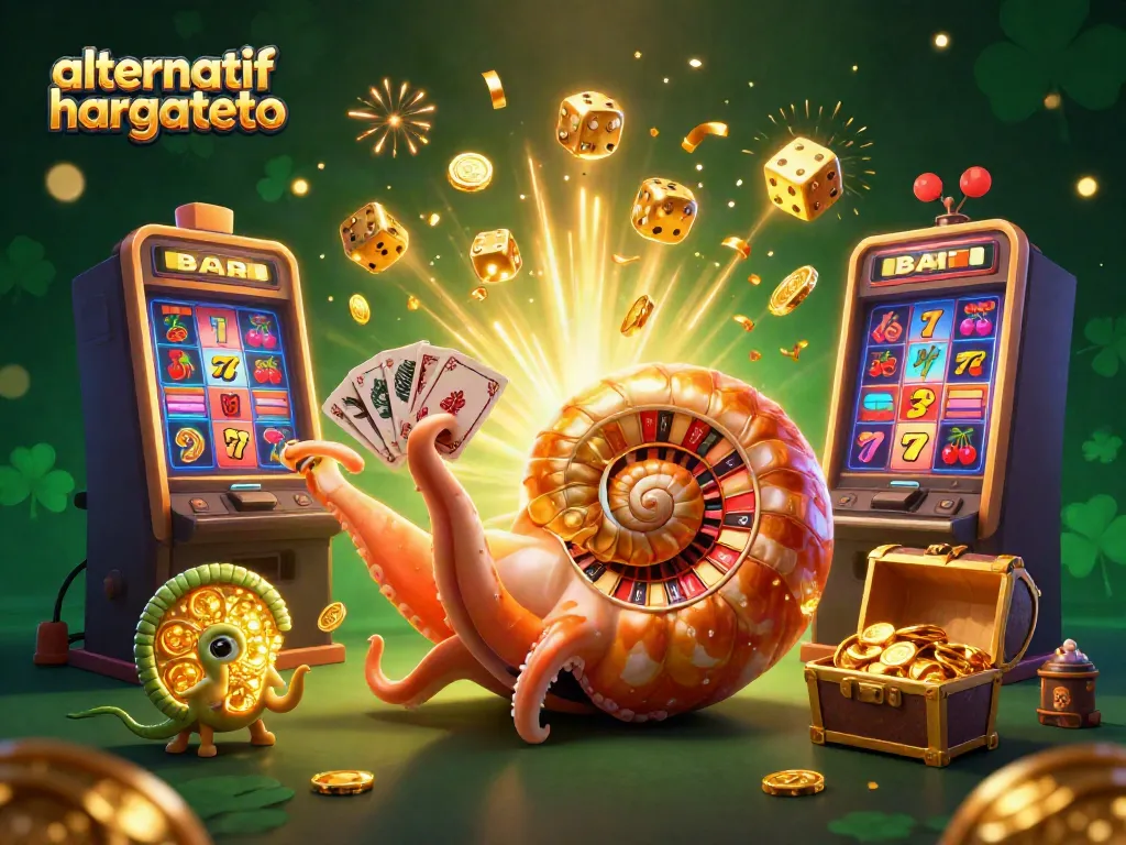 Experience the magic of alternatif hargatoto with a vibrant, dynamic casino-themed illustration.
