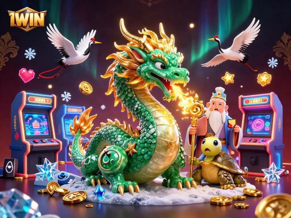 IWIN showcases a vibrant casino-themed illustration featuring a majestic dragon and gaming elements