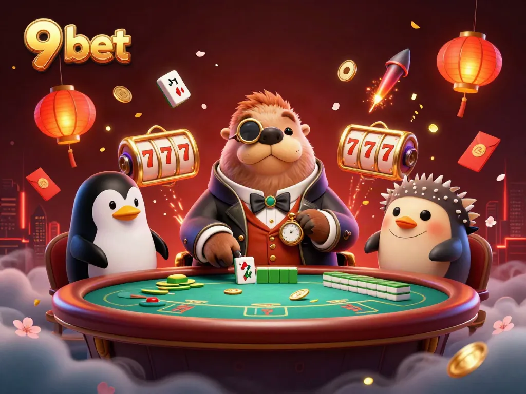 9 bet players enjoy a lively poker game with vibrant characters and gaming elements in a dazzling underwater setting.