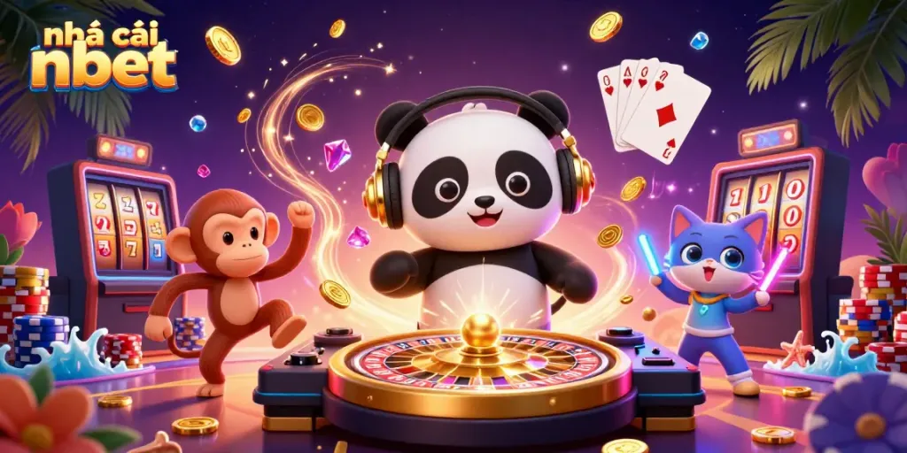 Experience the excitement at nhà cái nbet with vibrant characters and casino-themed elements in action.