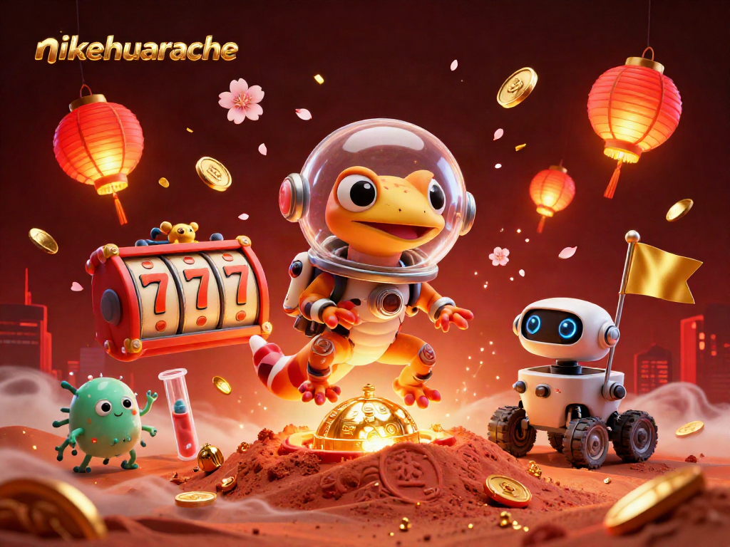 Engage with nikehuarache in a vibrant Martian casino scene filled with joyful elements.
