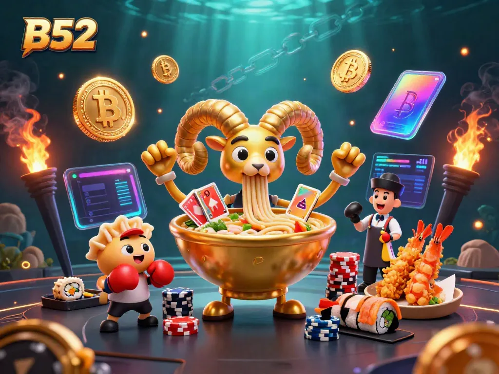 Engage in B52's thrilling casino experience amid vibrant characters and crypto elements.