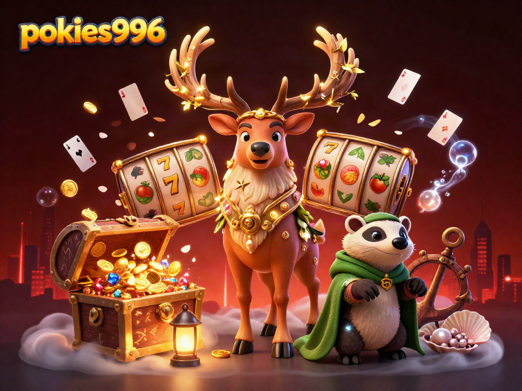 Experience pokies996 magic with a druid stag, badger, and dynamic slot reels in a lush 3D scene.